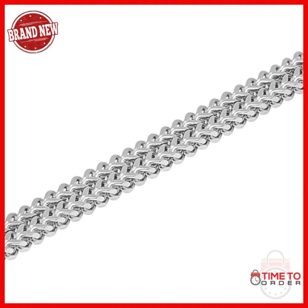 Stainless Steel Double Franco Link Bracelet with Fold Over Clasp